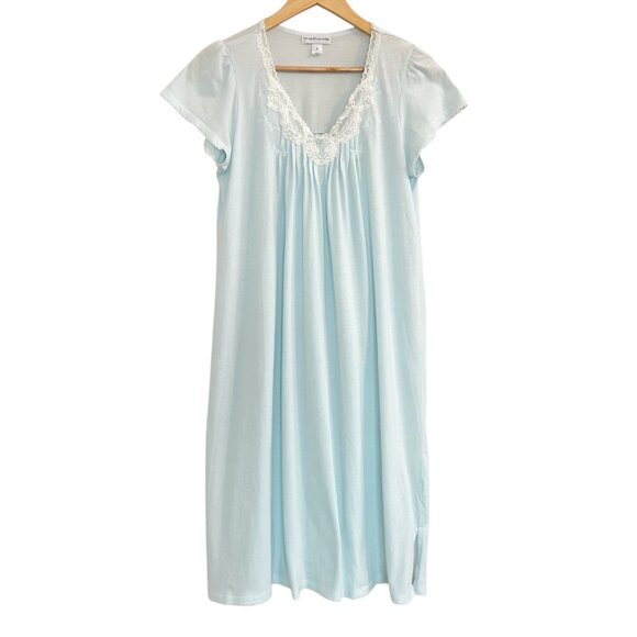 Miss Elaine Other - Miss Elaine Short Nightgown Women's Size Small Lightweight Cap Sleeves Blue Aqua